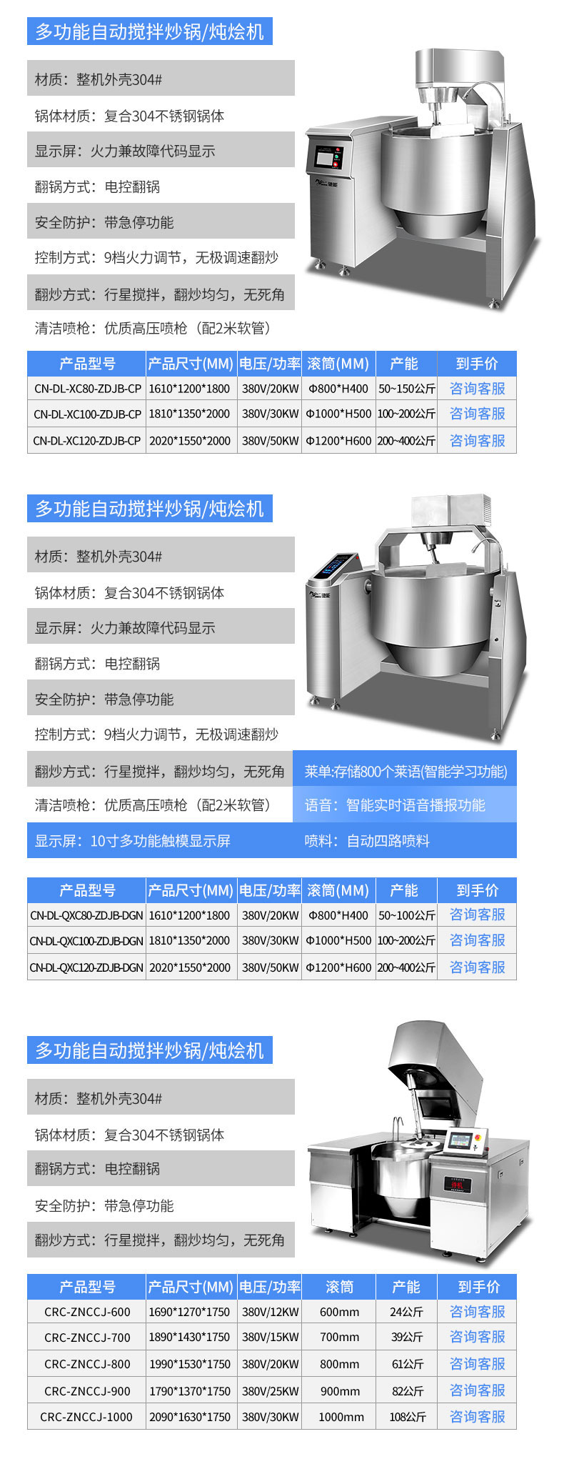 太阳集团炒菜机产品参数3